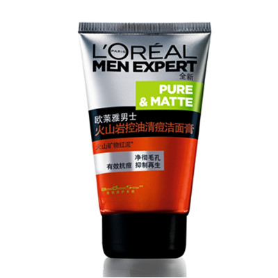 Z秒杀！巴黎欧莱雅 男士火山岩控油清痘洁面膏 100ml