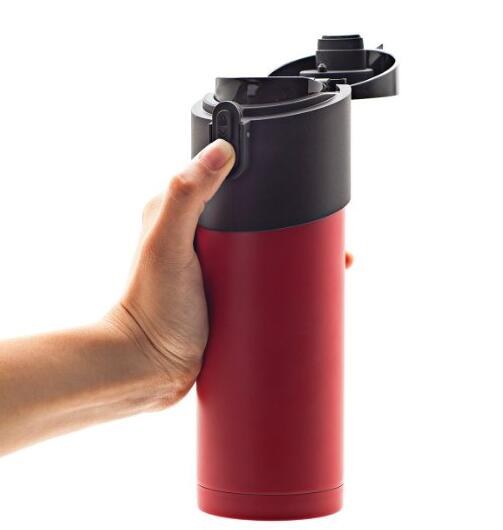 中亚海外购！丹麦PO 泡温杯 红色杯身+黑色盖子