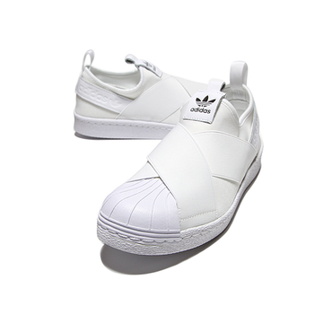 純白一腳蹬！Adidas Superstar Slip On 男子休閑板鞋