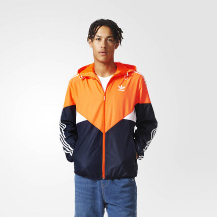 近期好价！阿迪达斯 三叶草 男子 防风衣 红荧光 AP9771