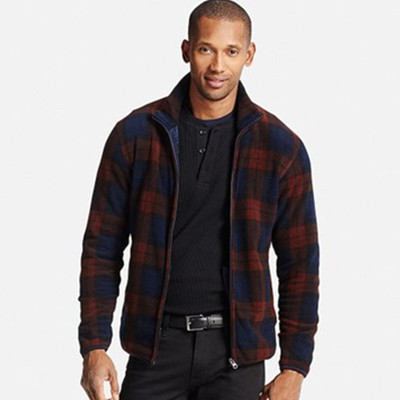 休闲风格！UNIQLO优衣库印花摇粒绒拉链茄克(长袖)186268