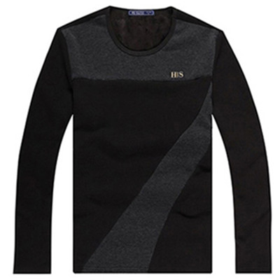 加绒加厚！汉司秋冬新款男士圆领长袖T恤R62029