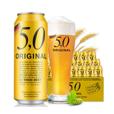 原装进口！5.0 ORIGINAL 自然浑浊型小麦啤酒 500ml*24听