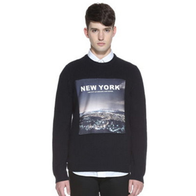 帅气减龄！TRENDIANO潮流休闲印花拼接圆领套头针织衫315403214E