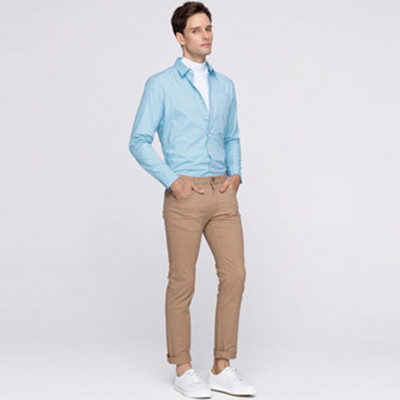 清仓特价！佐丹奴华夫格小提花纯棉男士长袖衬衣01046010