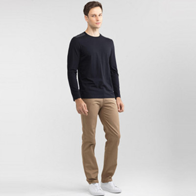 好价再来！佐丹奴纯棉撞色肩位圆领男长袖体恤01026657