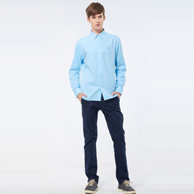 干练利落！佐丹奴小熊骑车刺绣纯棉牛津纺衬衫01045543