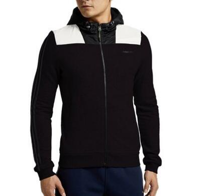 黑白撞色！adidas阿迪达斯 拉链帽衫 AY5825