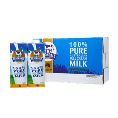 进口好奶！澳大利亚进口德运全脂纯牛奶1L*10盒