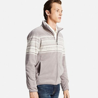 双12预告！UNIQLO优衣库印花摇粒绒拉链茄克(长袖)188423