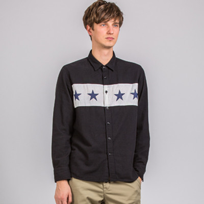 双12预告！Dickies男式星星印花拼接撞色长袖衬衫163M20EC07