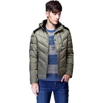 双12预告！真维斯时尚修身拼皮可拆帽羽绒服外套55-123108