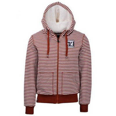 双12预告！真维斯男士修身连帽条纹休闲加绒保暖外套55-121001