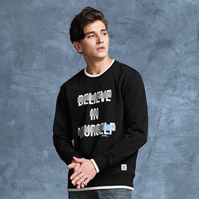 双12预告！Lee男士黑色印花弹力长袖卫衣外套L162461SWK11