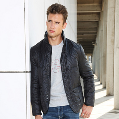 保暖有型！Lee男士潮流黑色翻领夹棉外套棉服L16252U69K11