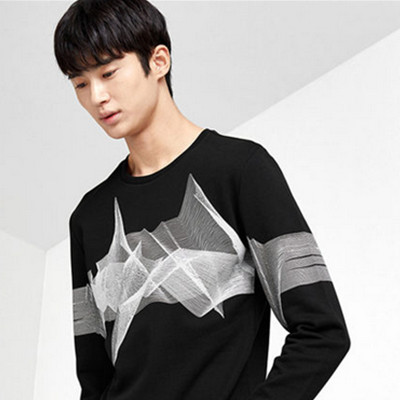 双12好价！GXG时尚黑色休闲修身套头卫衣外套#64831005