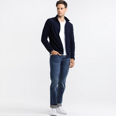 简约设计！佐丹奴微细摇粒绒运动开襟男外套01075900