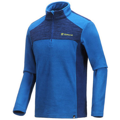 时尚拼接！探路者男式超轻花纱拼接抓绒衣KACE9155