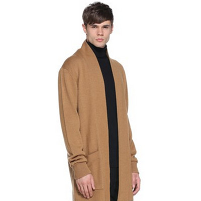 潮流百搭！TRENDIANO宽松无扣纯色中长款针织毛衣3HC4033420