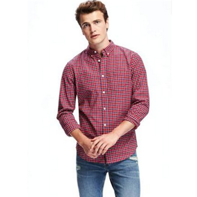 经典格纹！Old Navy男装舒适弹力格纹修身衬衫602711