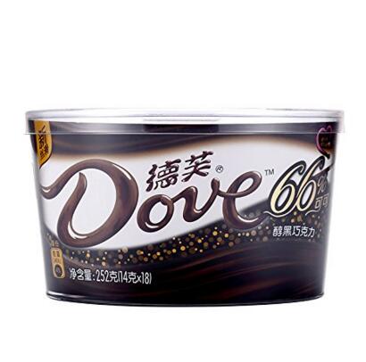 圣诞送女友！德芙 醇黑巧克力66%可可 (碗装)252g