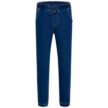 限时抢购！森马弹力宽松系带小脚九分裤牛仔裤