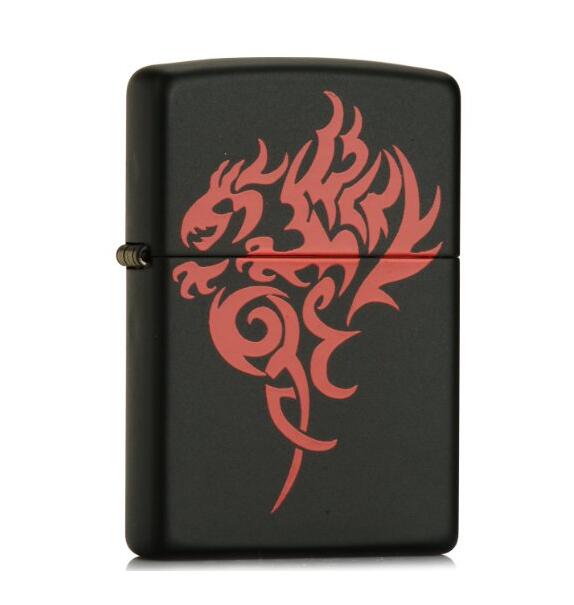 黑哑漆彩印！Zippo 芝宝 打火机 卧火藏龙 21067