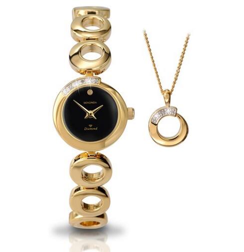 中亚海外购！SEKONDA 女士时尚 吊坠+腕表 礼盒装