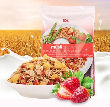 美味营养！ ICA 草莓酸奶燕麦片 500克 2袋