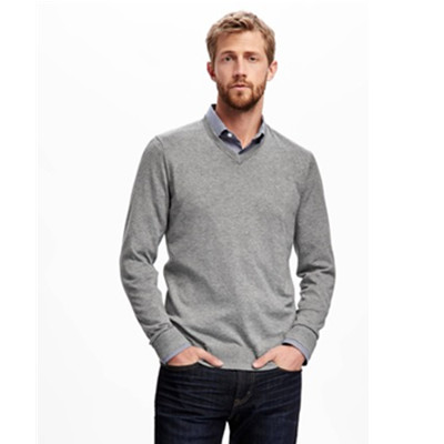 限时特惠！老海军 秋季V领百搭针织衫多色打底毛衣 275038-1 W