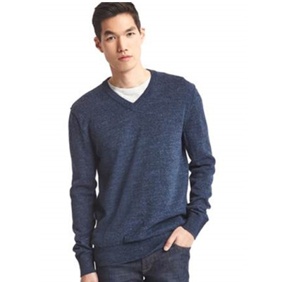 秋季百搭！Gap混色V领针织衫基本款套头打底毛衣 325301-1