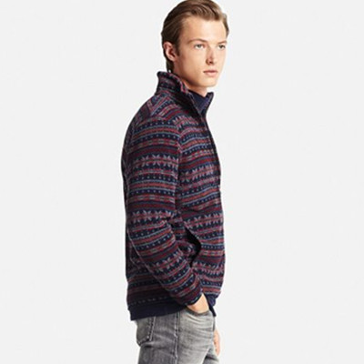 轻盈柔软！UNIQLO优衣库印花摇粒绒拉链茄克(长袖)186269