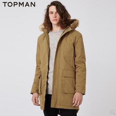 高街时尚！TOPMAN 男士 毛领连帽派克大衣