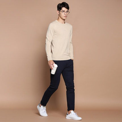 小码特价！真维斯男士纯棉圆领修身长袖套头线衫64-191001