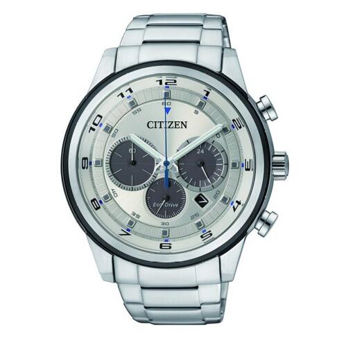 中亚海外购！ 西铁城 三眼计时光动能男表CA4034-50A