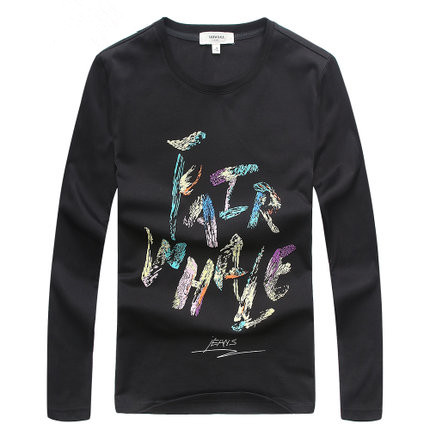 潮流版型！马克华菲字母胶印印花圆领长袖T恤