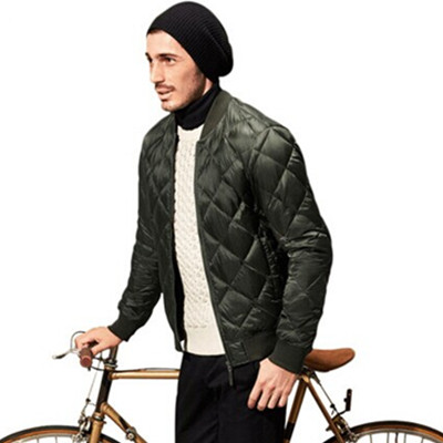 型男必备！优衣库男装高级轻型羽绒罗纹茄克(MA-1)172986