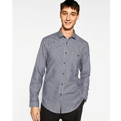 修身款式！ZARA男装条纹法兰绒衬衫06440448400