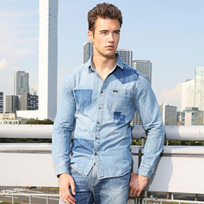 年货节预售！Lee男士简约休闲牛仔长袖衬衫L16244R57W73
