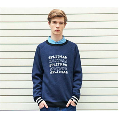 简单休闲！SPLITMAN logo字母圆领毛衣