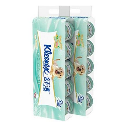 三层厚度！Kleenex舒洁 绿茶洋甘菊印花清香 卷纸 20卷