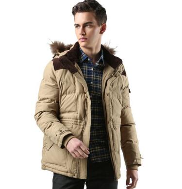 时尚毛领！IZOD 男式 羽绒服 1114414047