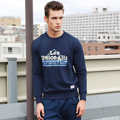 休闲百搭！Lee男士Logo印花螺纹圆领长袖卫衣L162411SWB8D