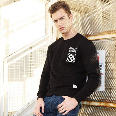 标准版型！Lee男士黑色罗纹双色印花套头长袖卫衣L25046L71K11