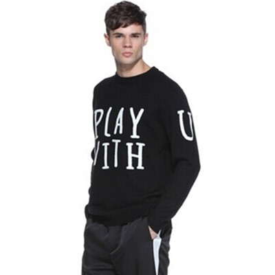 时尚造型！TRENDIANO潮流字母拼色圆领套头针织衫3HC303652E