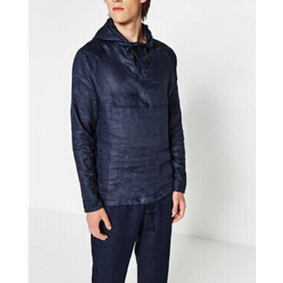 型男必备！ZARA男装亚麻连帽衫03183300400