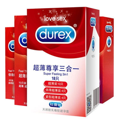 亲密享受！Durex杜蕾斯避孕套超薄尊享3合1装18只