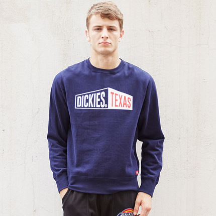 券后好价！Dickies加绒色块字母印花抓绒圆领卫衣164M30EC11