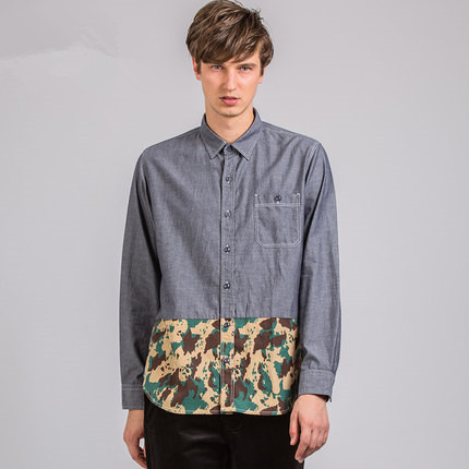 双色可选！Dickies迷彩拼接设计休闲长袖衬衫 163M20EC04