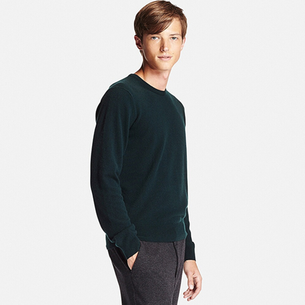 商务休闲！UNIQLO优衣库羊绒圆领毛衣173224